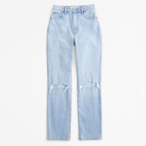 Abercrombie Curve Love Ultra High Rise 90s Straight Jean Light Wash Size 28 TALL